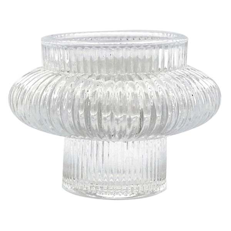 Clear Dual Side Glass Candle Holder, 2.2″