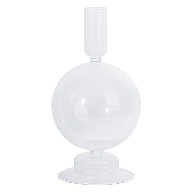 Clear Glass Bubble Taper Candle Holder, 6.5″