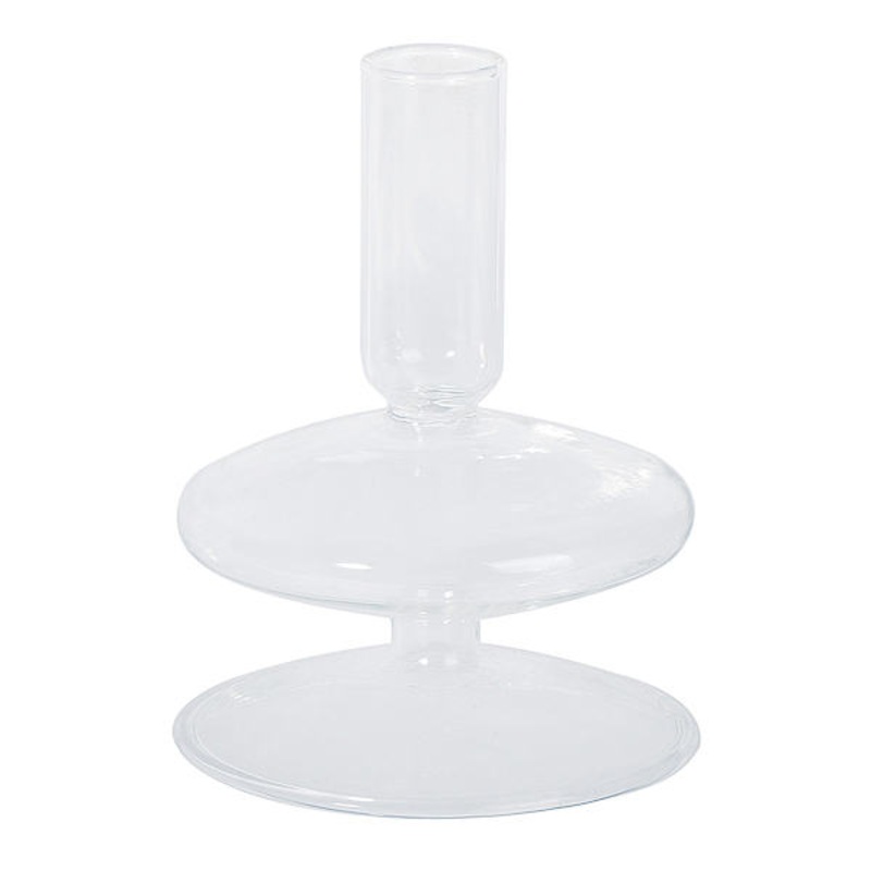 Clear Glass Bubble Taper Candle Holder, 8″