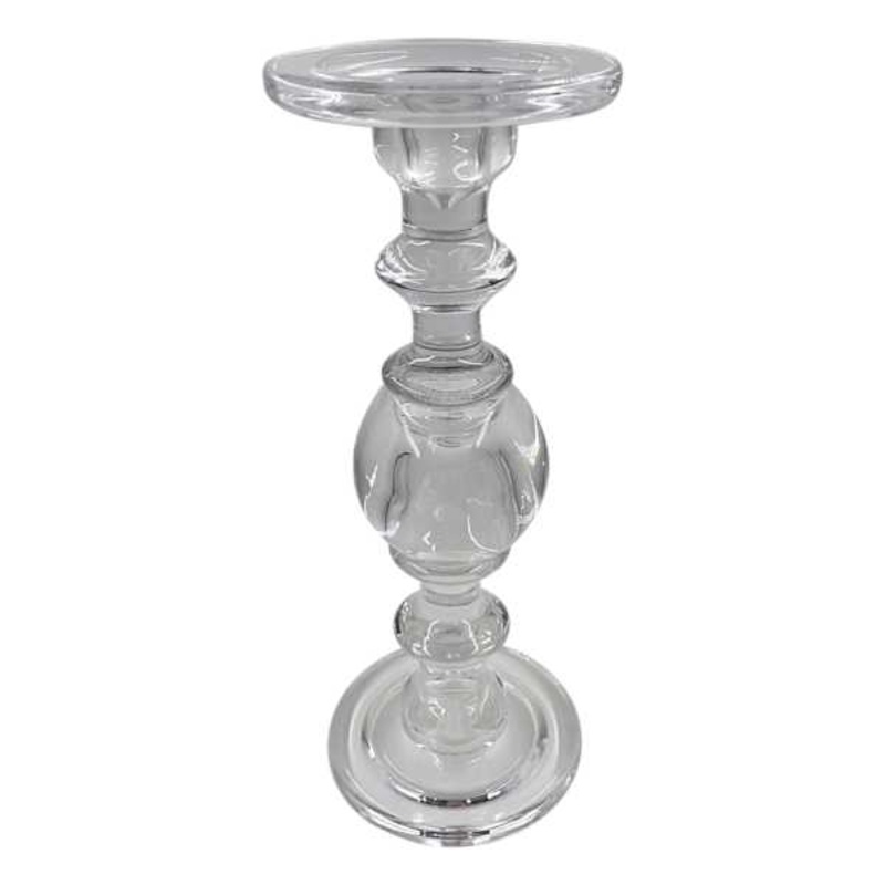 Clear Glass Candle Holder, 11.8″