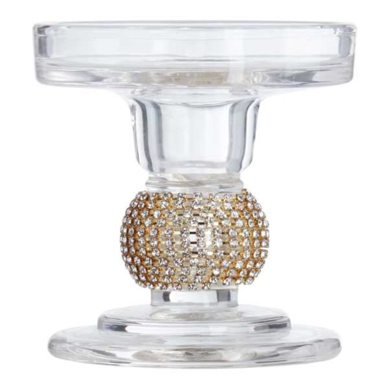 Clear Glass Gem Pillar Candle Holder, 2″