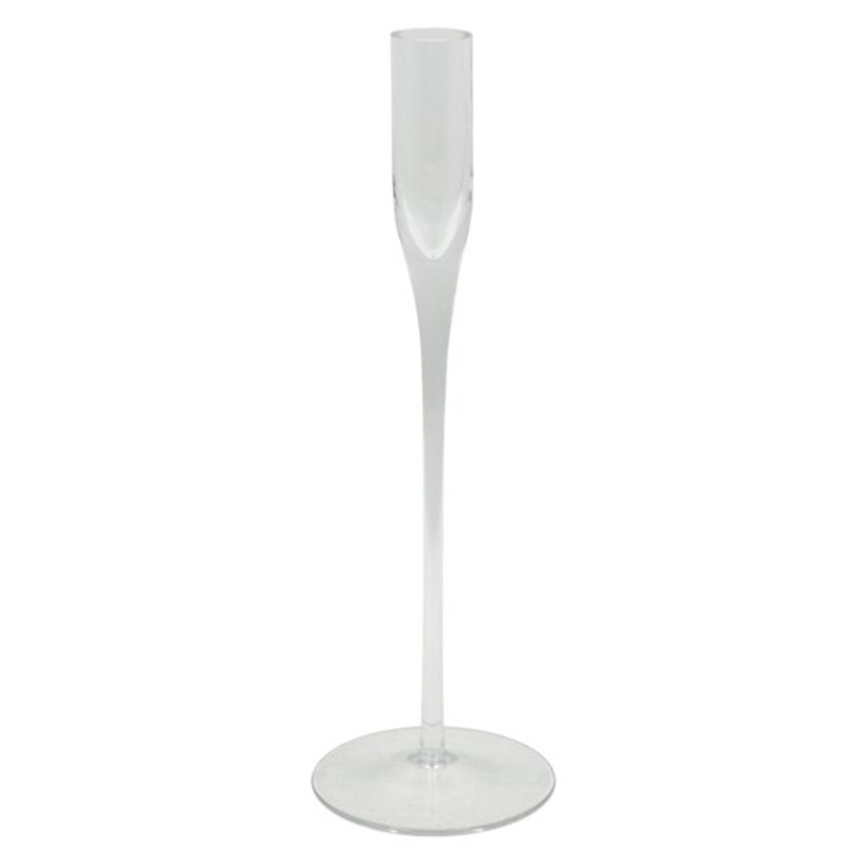 Clear Glass Taper Candle Holder, 11″
