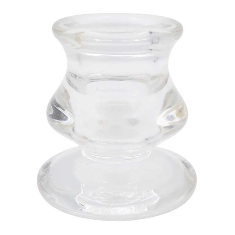 Clear Glass Taper Candle Holder, 2″
