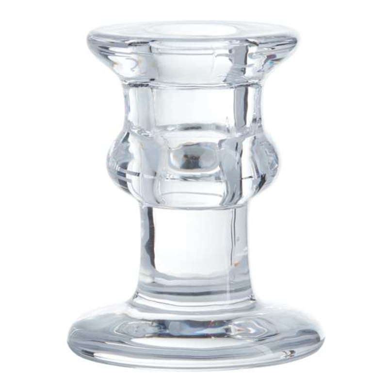 Clear Glass Taper Candle Holder, 3.3″