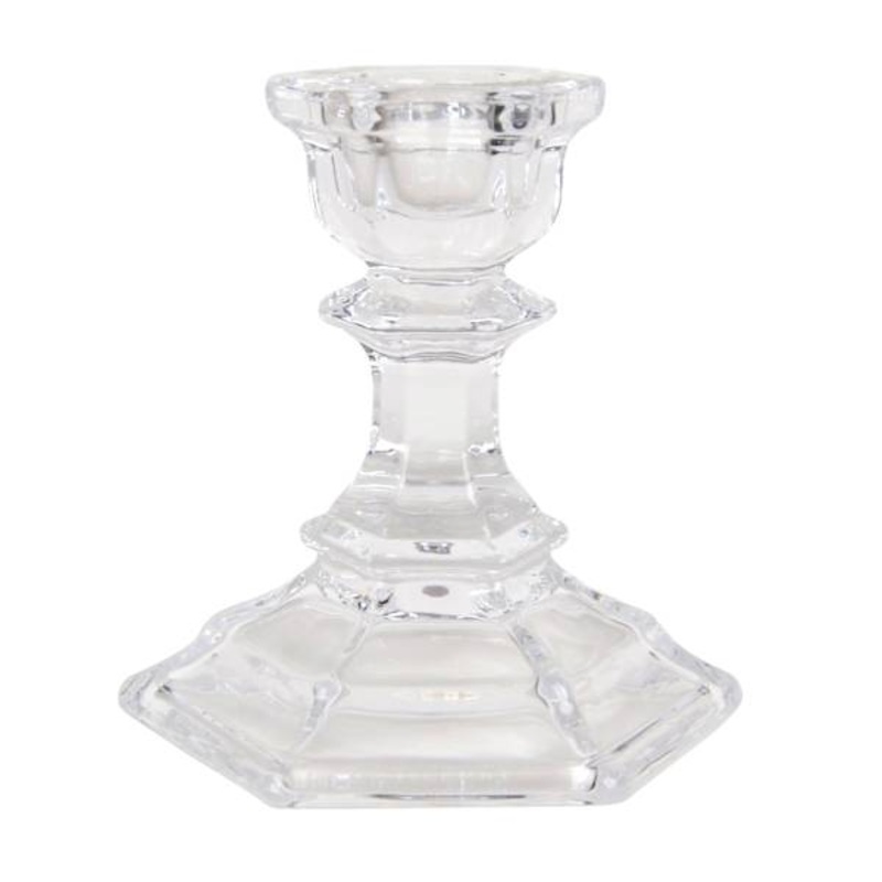 Clear Glass Taper Candle Holder, 4″