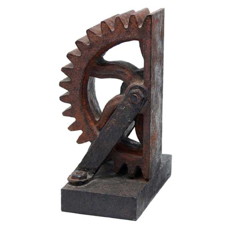 1-Piece Antique Wheel Gear Bookend, 7″