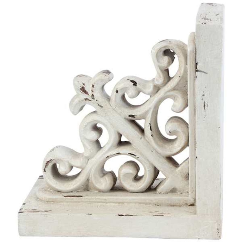 1-Piece White Carved Scroll Bookend, 5″