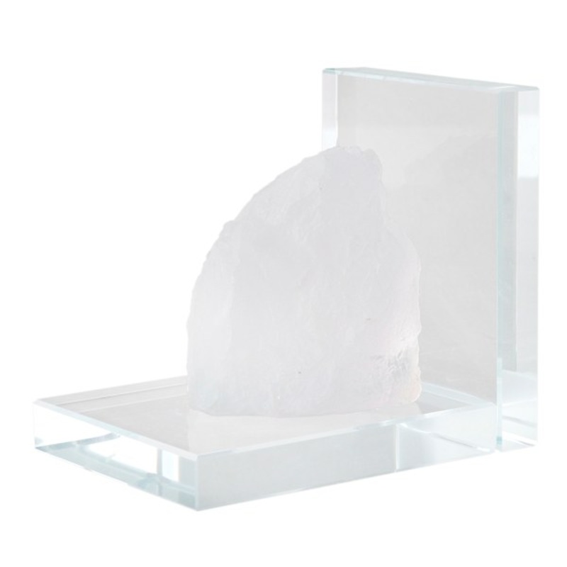 1-Piece White Crystal Bookend, 4″