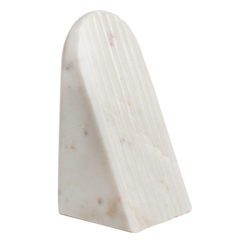 1-Piece White Slanted Marble Bookend, 6″