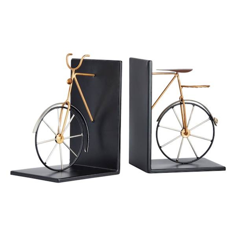 2-Piece Metal Bike Bookend Set, 8″