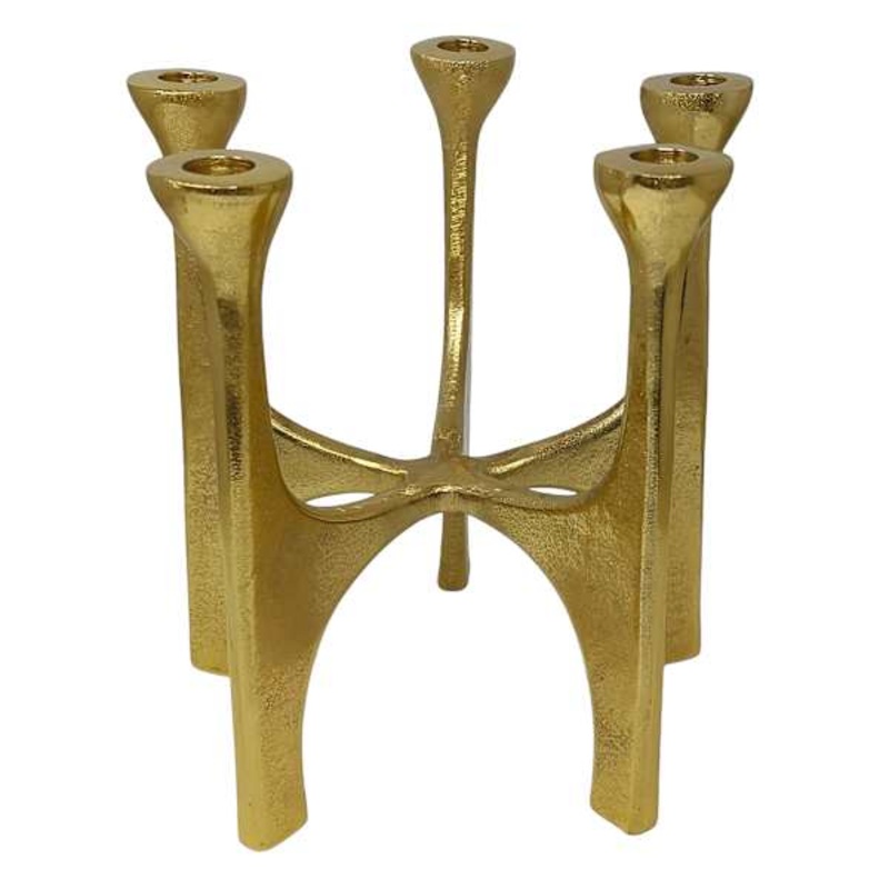 5-Taper Gold Metal Round Taper Candle Holder, 9″