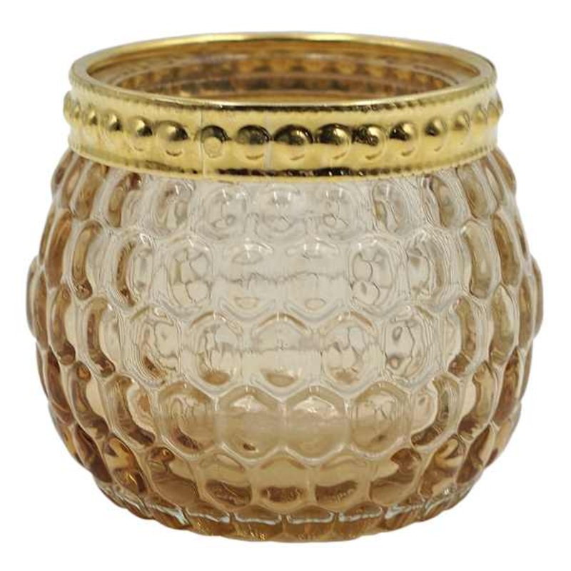 Amber Glass Votive Candle Holder, 2″