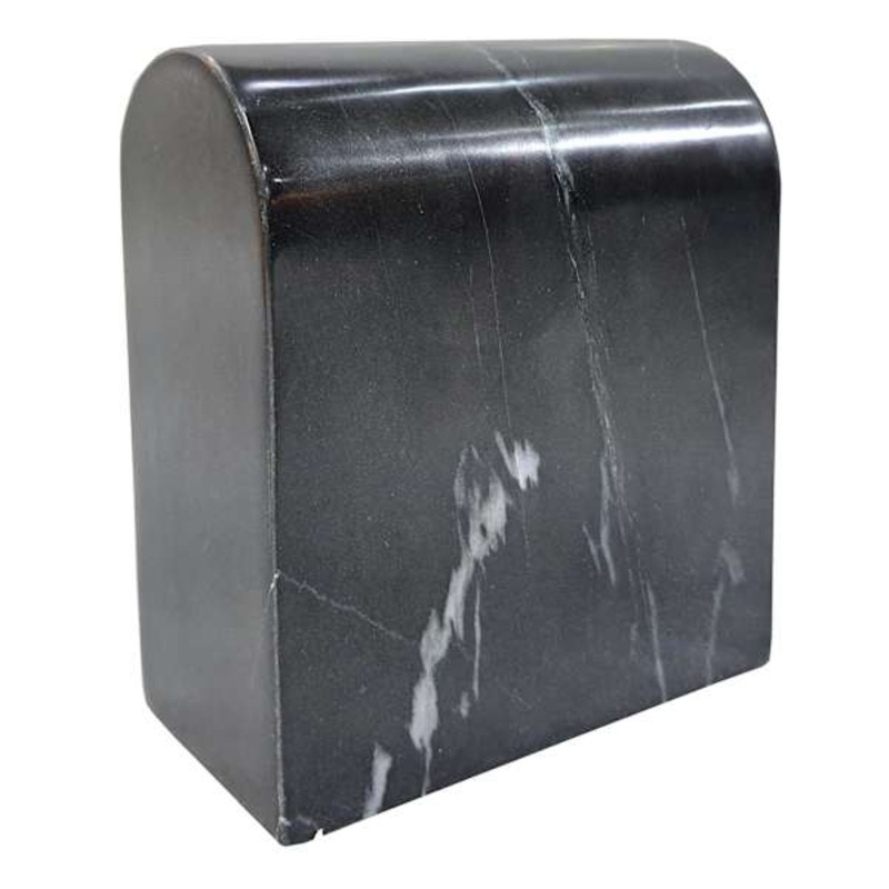Black Marble Rounded Bookend, 5.7″