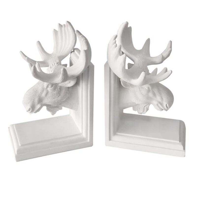 Ty Pennington 1-Piece White Moose Bookend, 7″