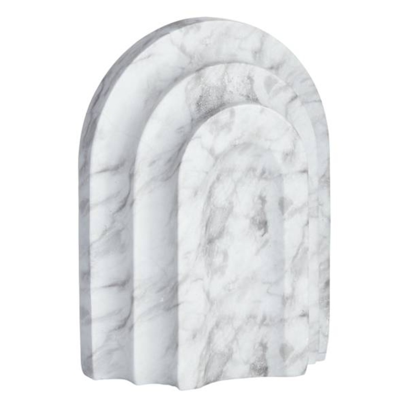 White Marbled Arcade Bookend, 8″