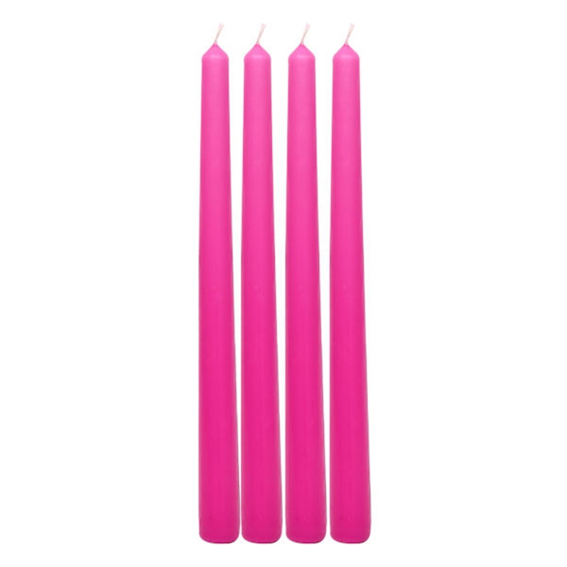 4-Pack Pink Unscented Overdip Taper Candles, 10″