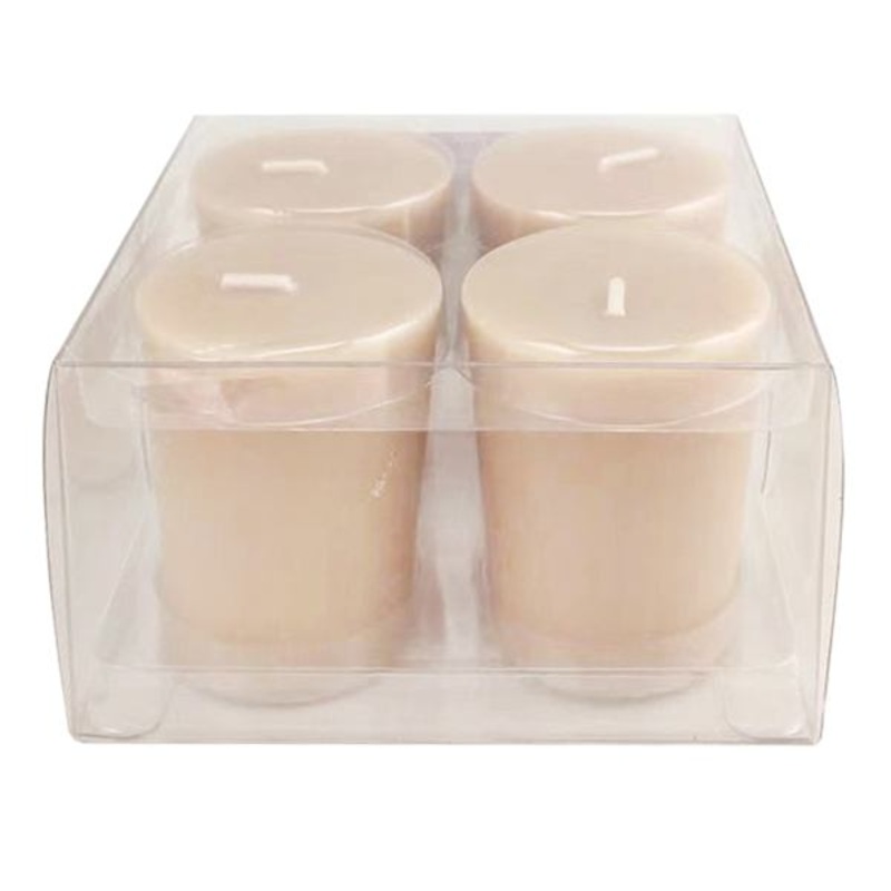 4-Pack Tan Unscented Votive Candles, 2″