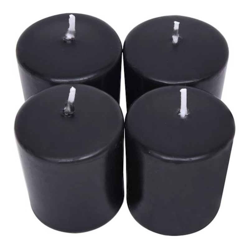 4-Pack Unscented Overdip Votive Candles, Black