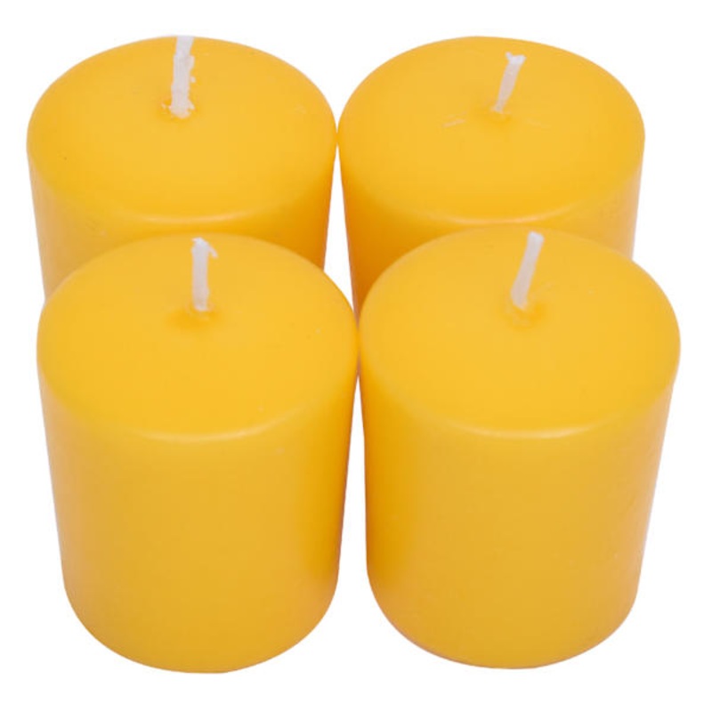 4-Pack Unscented Overdip Votive Candles, Yellow