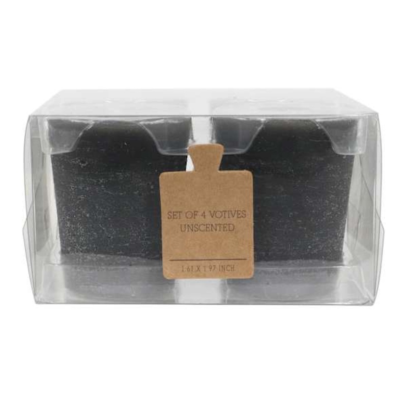 4-Pack Unscented Votive Candles, Black
