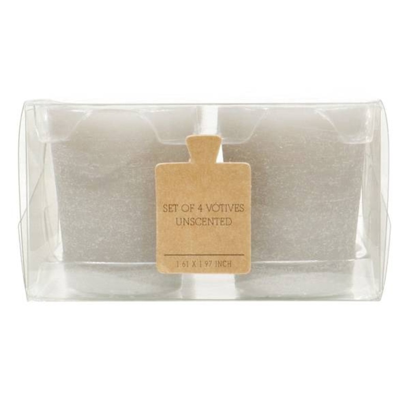 4-Pack Unscented Votive Candles, Light Grey