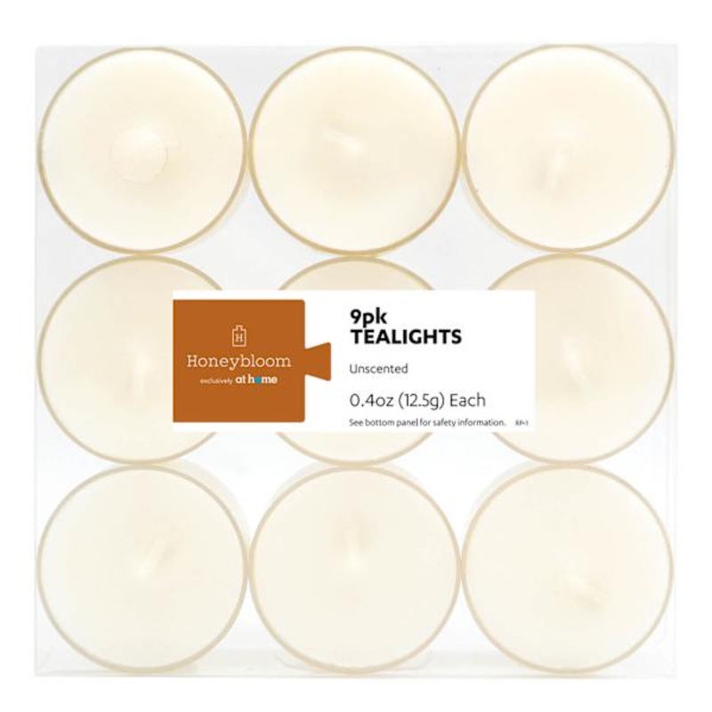 9-Pack Unscented Tealight Candles, Ivory