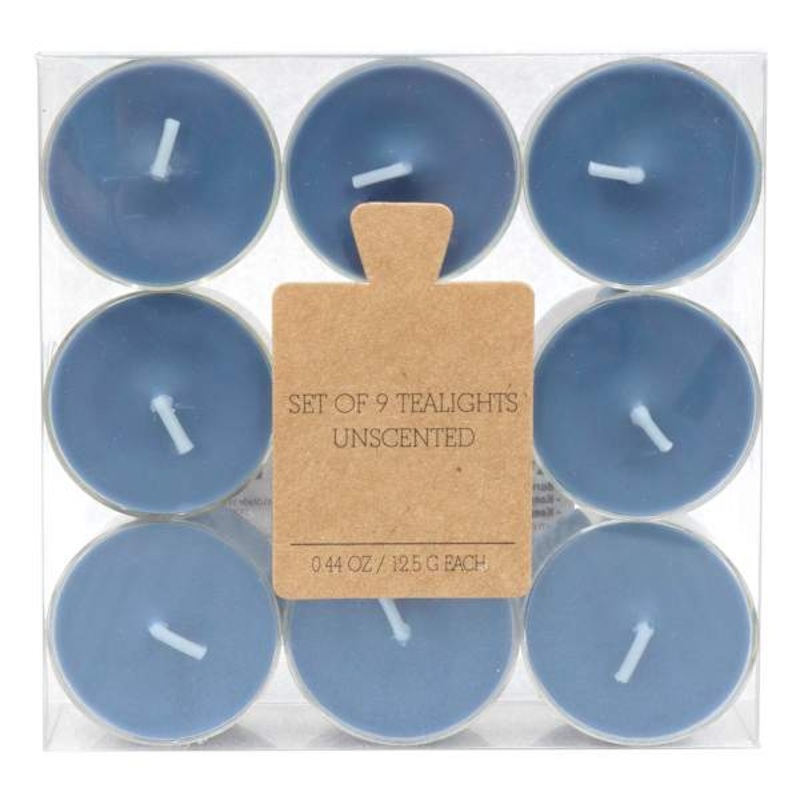 9-Pack Unscented Tealight Candles, Navy Blue