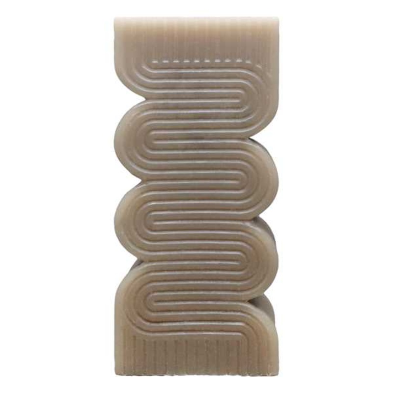 Crosby St. Brown Unscented Modern Wavy Pillar Candle, 3×8