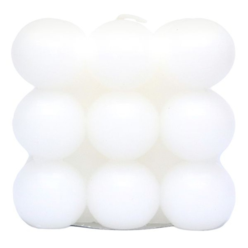 Crosby St. White Unscented Bubble Candle, 3″