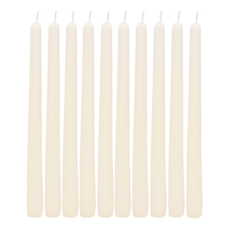 10-Pack Ivory Unscented Taper Candles, 10″