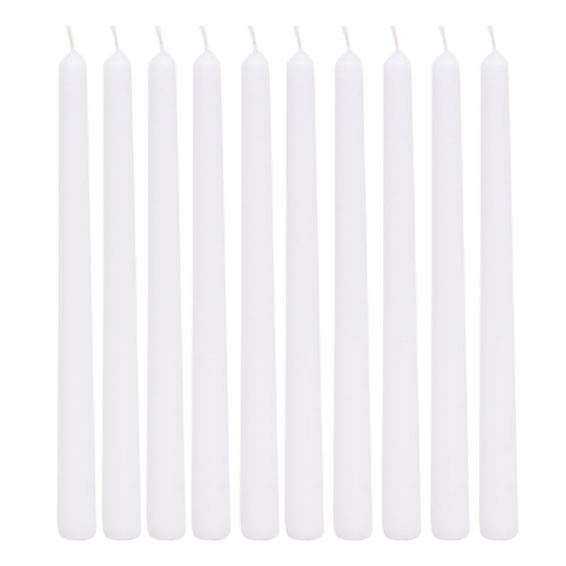 10-Pack White Unscented Taper Candles, 10.5″