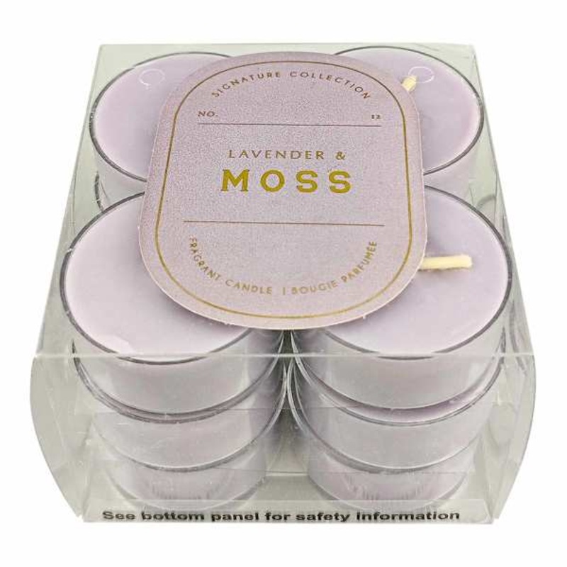 12-Pack Lavender & Moss Scented Tealight Candles