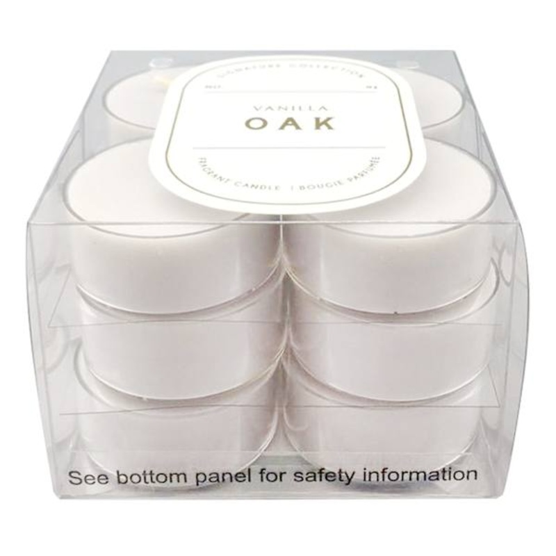 12-Pack Vanilla Oak Scented Tealight Candles