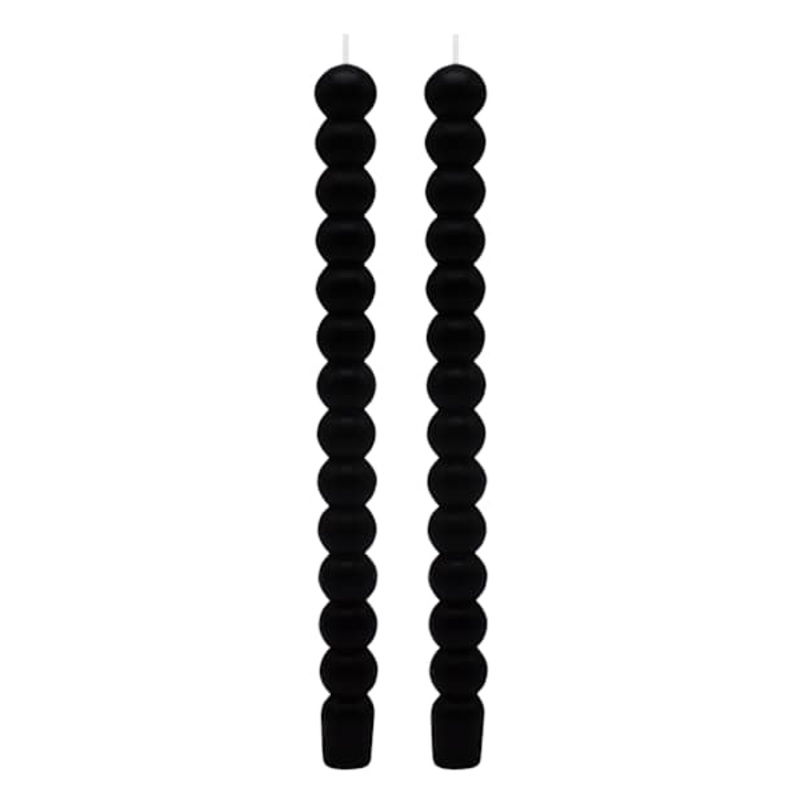 2-Pack Black Bubble Taper Candles, 10″