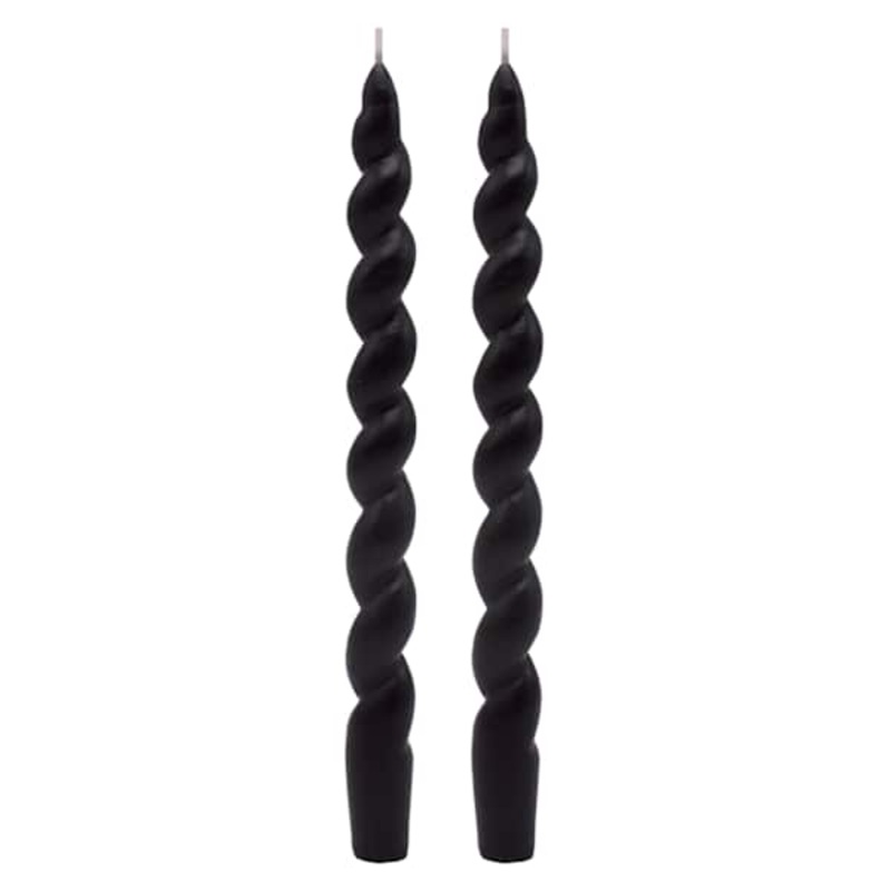 2-Pack Black Twisted Taper Candles, 10″