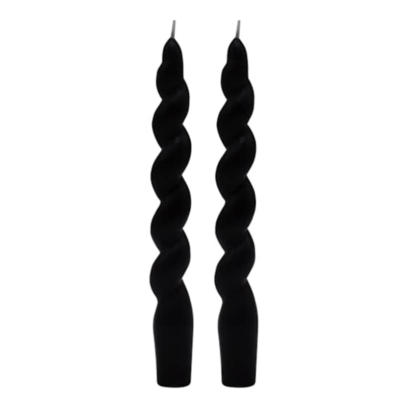 2-Pack Black Twisted Taper Candles, 8″