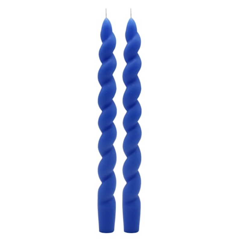 2-Pack Blue Twisted Taper Candles, 10″