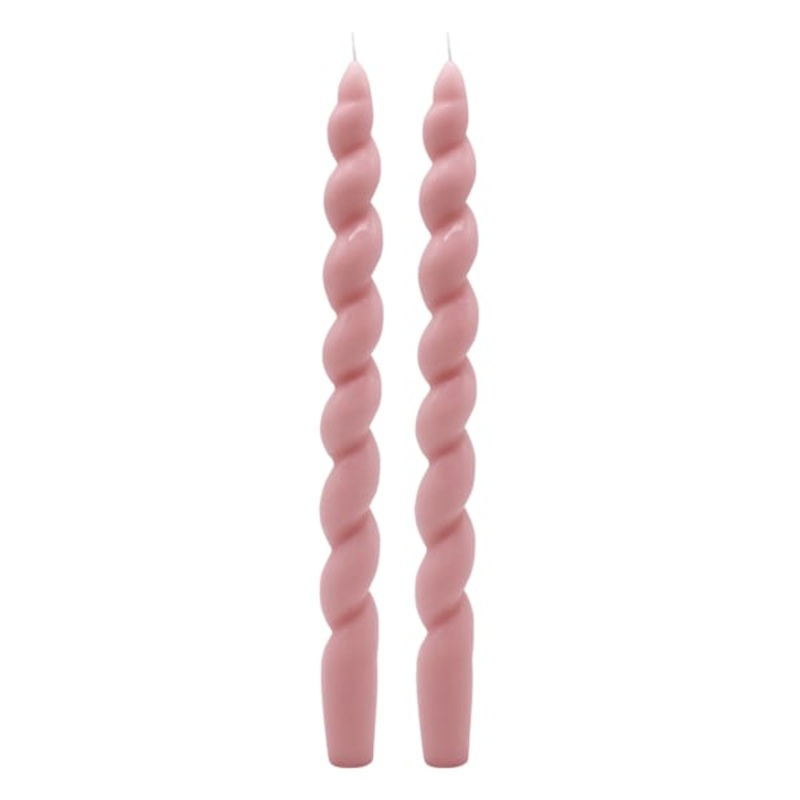 2-Pack Pink Twisted Taper Candles, 10″