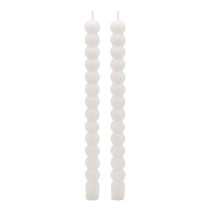 2-Pack White Bubble Taper Candles, 10″
