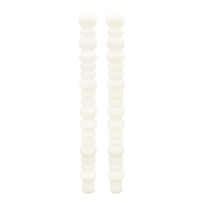 2-Pack White Bubble Tapers Candles, 10″