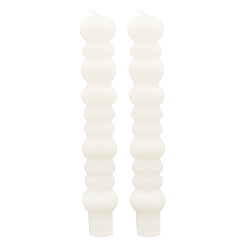 2-Pack White Bubble Tapers Candles, 7″