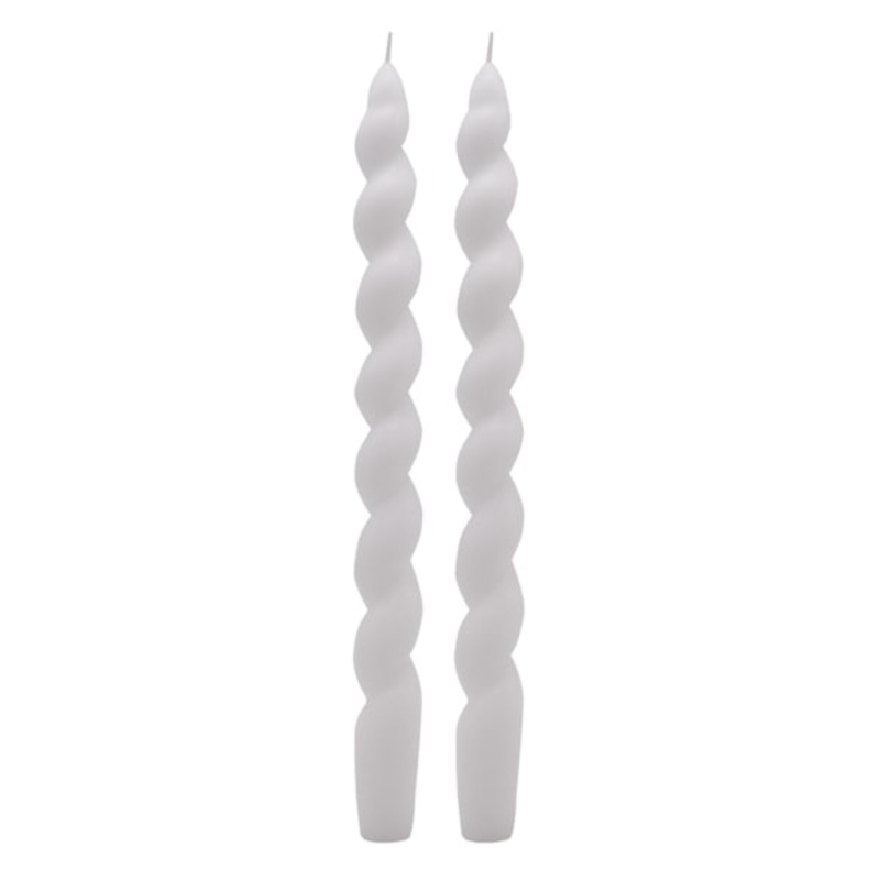 2-Pack White Twisted Taper Candles, 10″