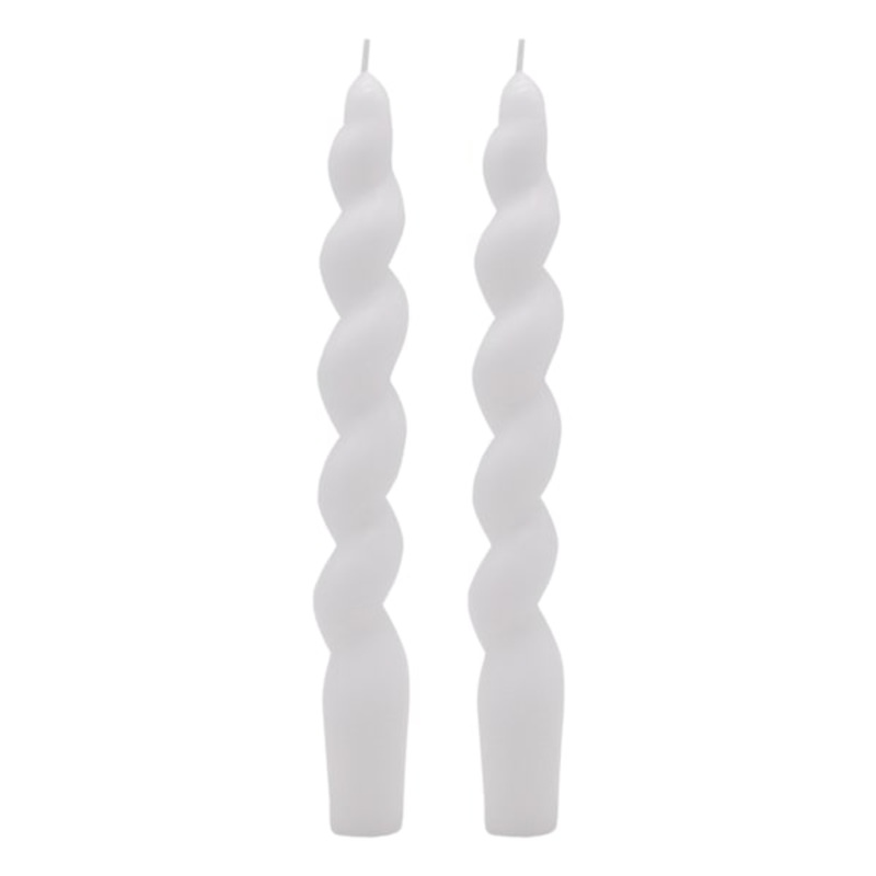 2-Pack White Twisted Taper Candles, 8″