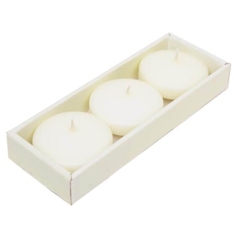 3-Pack Unscented Floating Overdip Candles, Ivory