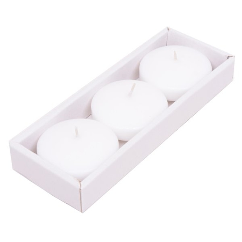 3-Pack Unscented Floating Overdip Candles, White
