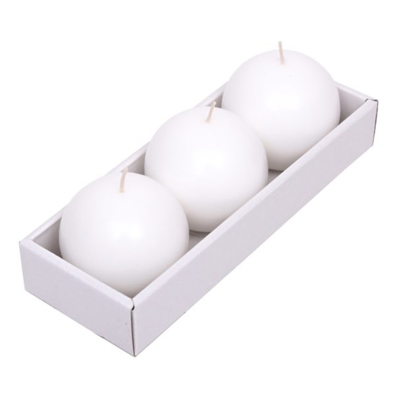 3-Pack White Unscented Overdip Round Candles