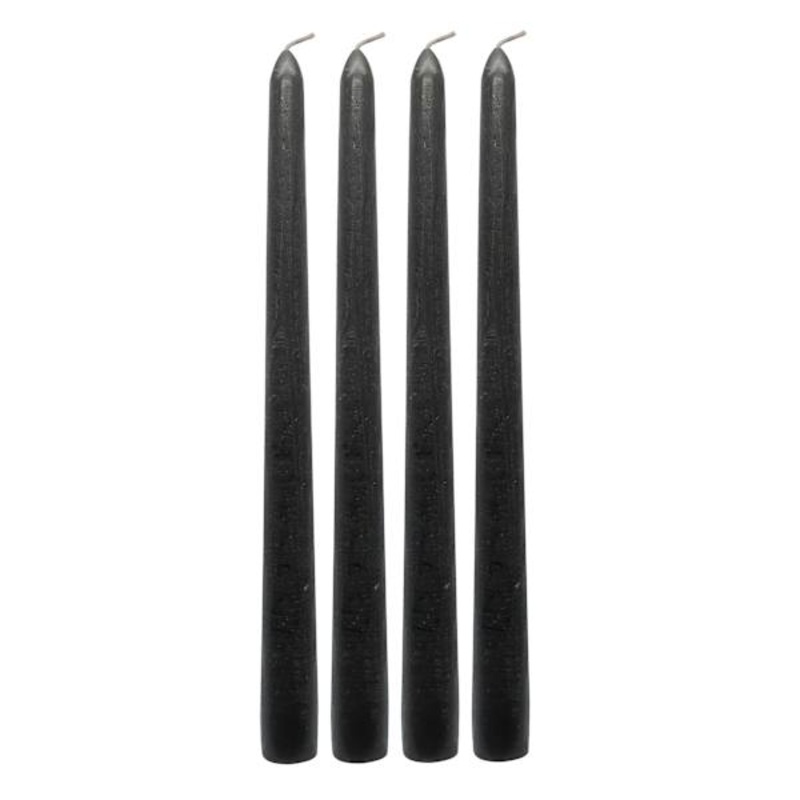 4-Pack Black Unscented Taper Candles, 10″