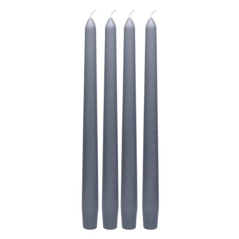 4-Pack Grey Unscented Taper Candles, 10″