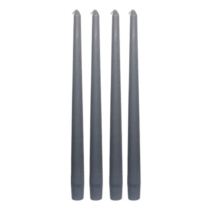 4-Pack Grey Unscented Taper Candles, 12″