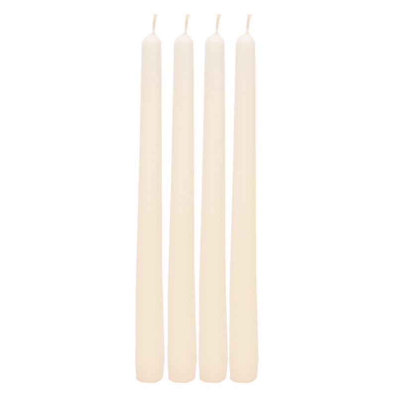 4-Pack Ivory Unscented Overdip Taper Candles, 10″